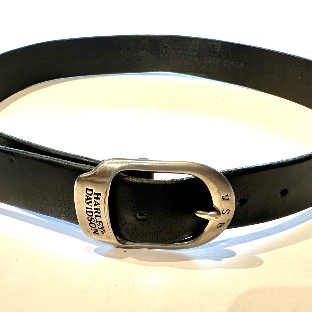 Harley-Davidson Black Leather Belt with Silver Buckle